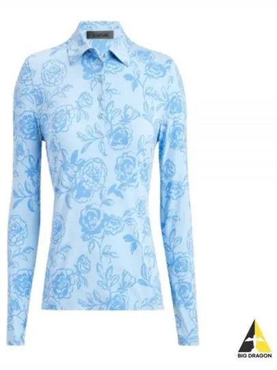 Peony Sketch Silky Tech Nylon Long Sleeve Polo Blue - G/FORE - BALAAN 2