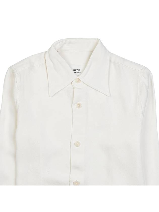 Slim Fit Long Sleeve Shirt Ivory - AMI - BALAAN 4