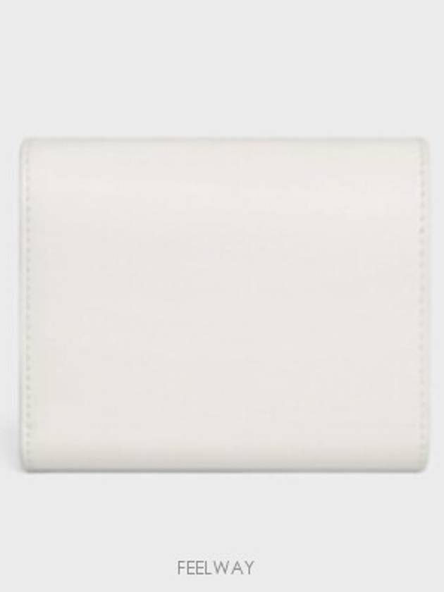 Triomphe Small Shiny Calfskin Half Wallet White - CELINE - BALAAN 6