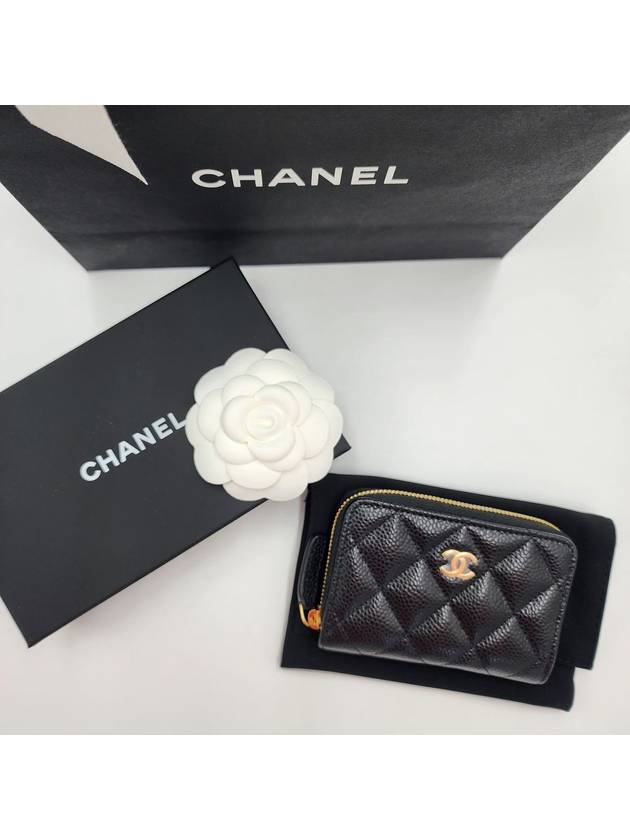 Classic zipper card wallet caviar black gold AP0216 - CHANEL - BALAAN 6