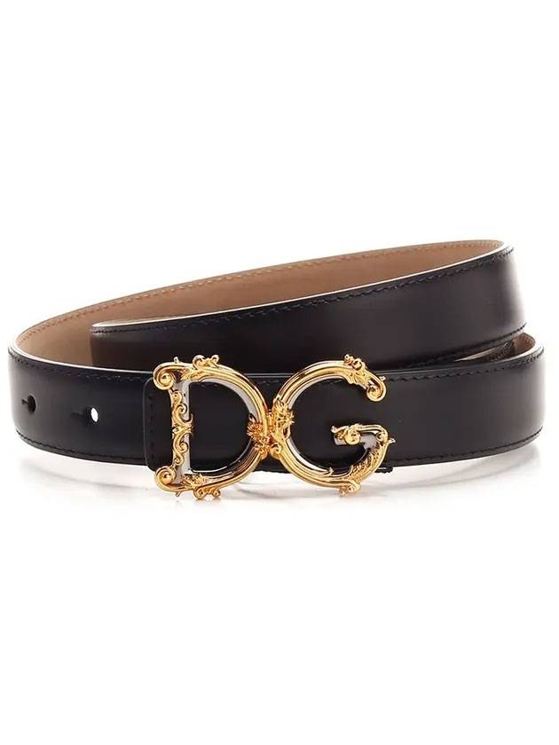 DG Logo Leather Belt Black - DOLCE&GABBANA - BALAAN 1