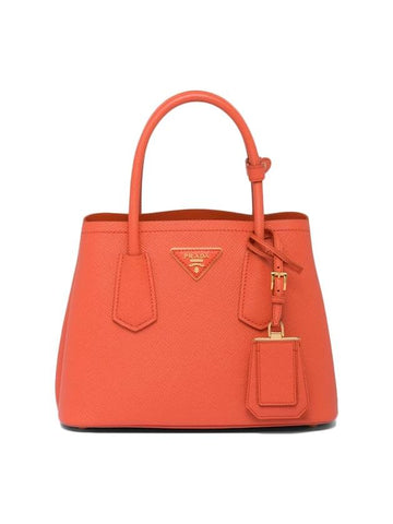 Double Saffiano Leather Mini Bag Orange - PRADA - BALAAN 1