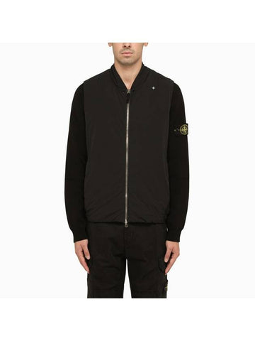 Stellina Compass Logo Zip Up Vest Black - STONE ISLAND - BALAAN 1