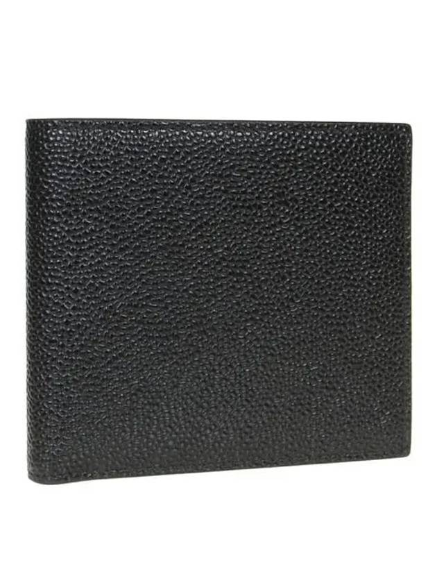 Pebble Grain Leather Half Wallet Black - THOM BROWNE - BALAAN 3