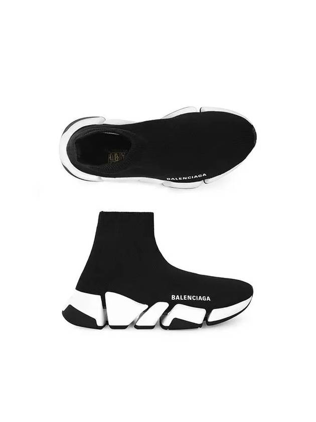 Women's Speed 2.0 Trainer Black Knit White Sole High Top Sneakers Black - BALENCIAGA - BALAAN 2