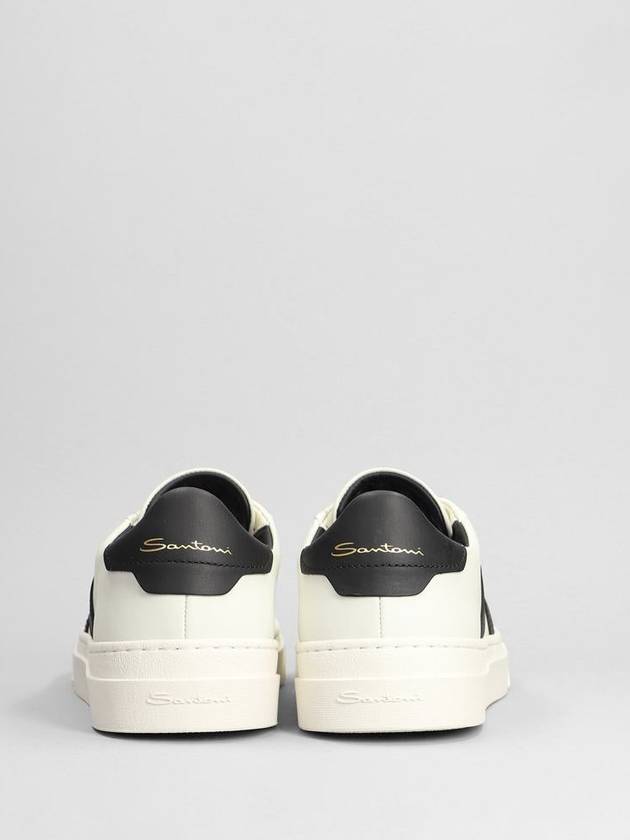 Double Buckle Leather Low-Top Sneakers White - SANTONI - BALAAN 5