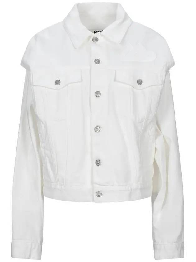 MM6 Convertible Open Arm Denim Jacket White - MAISON MARGIELA - BALAAN 1