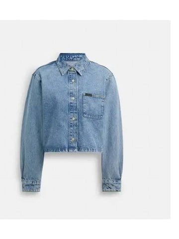 Cropped Denim Button Down CQ650 BLU - COACH - BALAAN 1