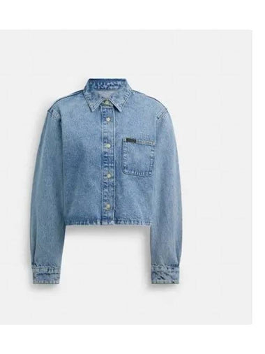 Cropped Denim Button Down CQ650 BLU - COACH - BALAAN 1