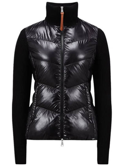 Women's Padded Wool Zip-Up Cardigan Black - MONCLER - BALAAN 2