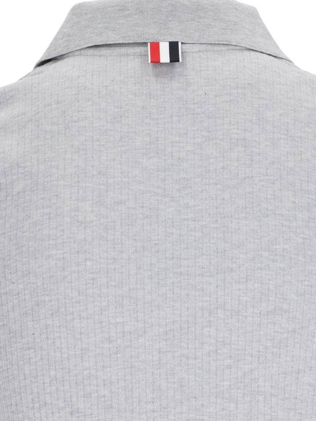 Three Stripes High Twist Rib Polo Shirt Grey - THOM BROWNE - BALAAN 6