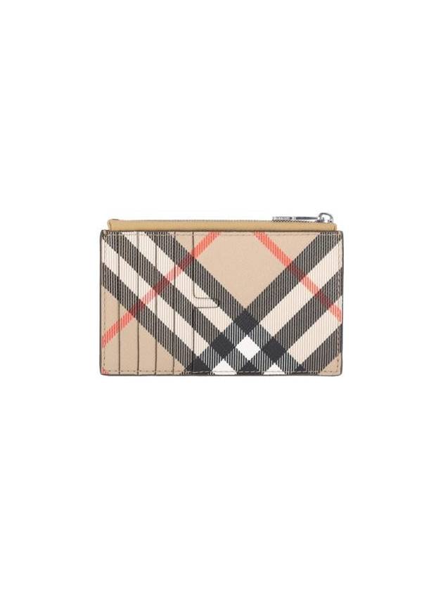 Check Zip Card Wallet Sand - BURBERRY - BALAAN 3