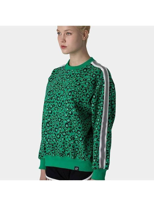 Leopard Reflective Tape Sweatshirt Green - AOX - BALAAN 1