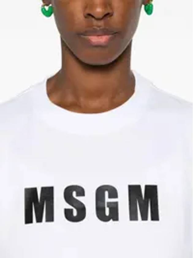 Logo Print Cotton Short Sleeve T-Shirt White - MSGM - BALAAN 3