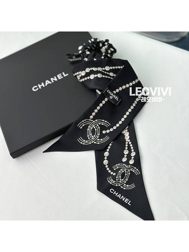 Pearl Chain Twilly Scrunchy Black - CHANEL - BALAAN 11