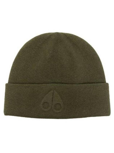 Logo Merino Wool Beanie Park Green - MOOSE KNUCKLES - BALAAN 1