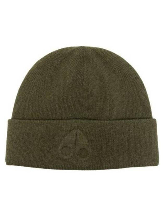 Logo Merino Wool Beanie Park Green - MOOSE KNUCKLES - BALAAN.