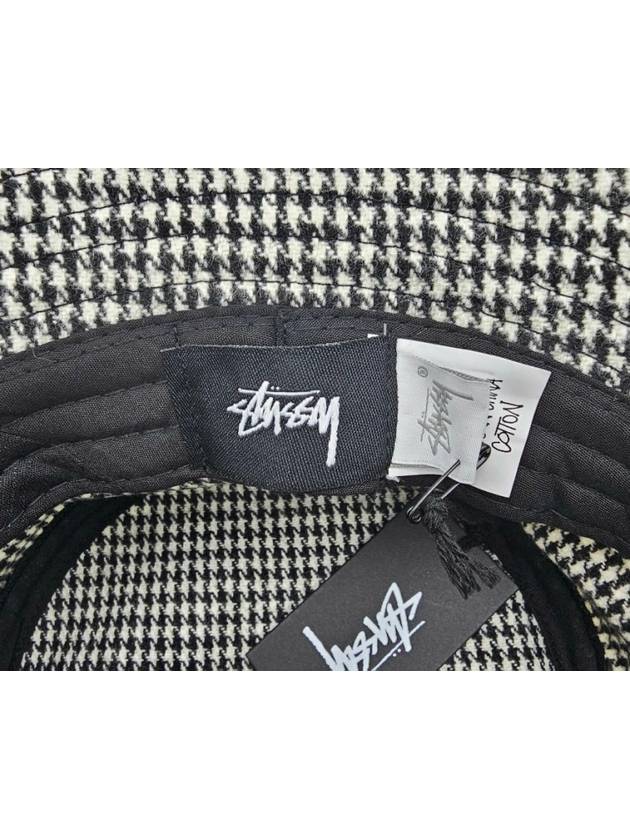 Stock Houndstooth Bucket Hat Black - STUSSY - BALAAN 10