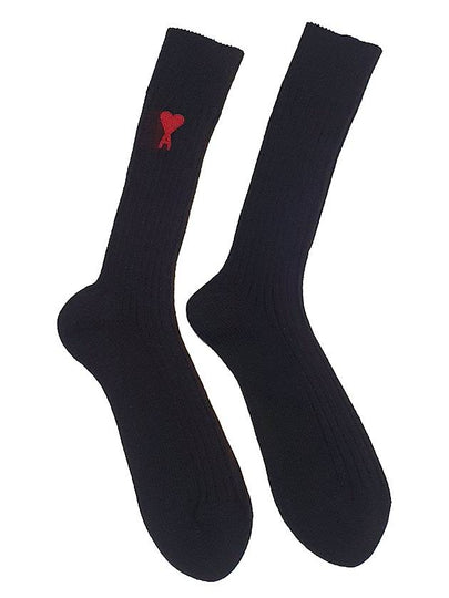 Heart Logo Socks 3 Packs Set Black - AMI - BALAAN 2