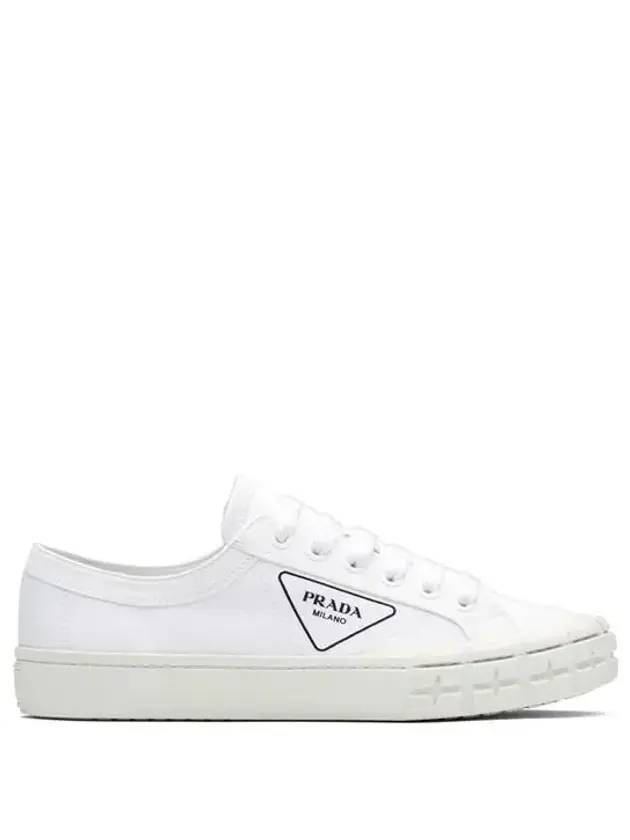 Men's Gabardine Fabric Low Top Sneakers White - PRADA - BALAAN 1