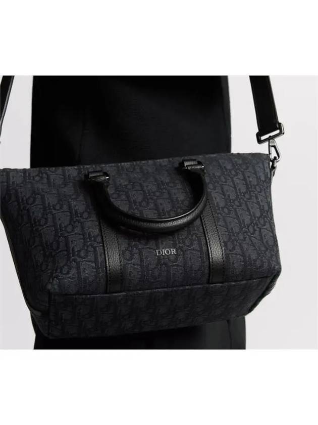 Weekender 25 Oblique Jacquard Grained Calfskin Shoulder Bag Black - DIOR - BALAAN 10