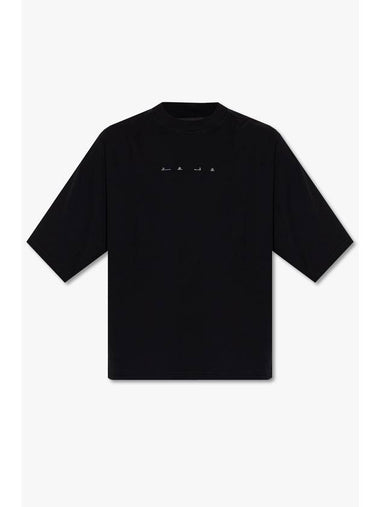 Shadow Project Graphic Interlock Mako Cotton Short Sleeve T-Shirt Black - STONE ISLAND - BALAAN 1