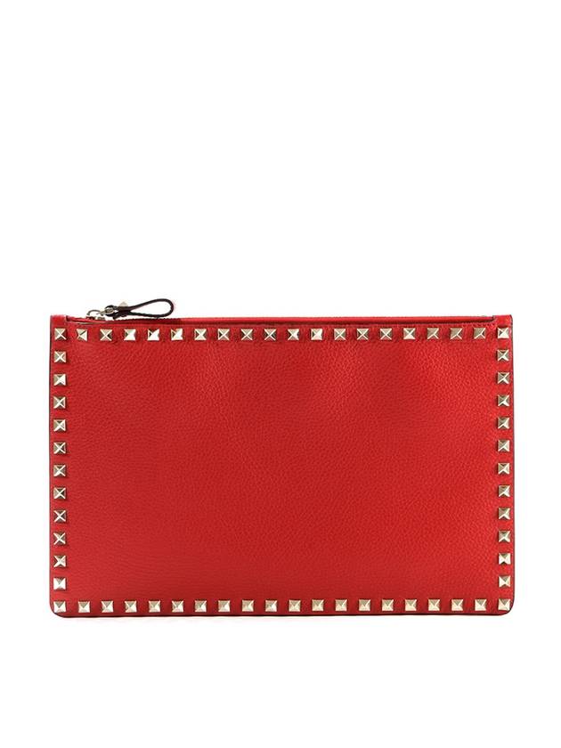 Rockstud Stampa Alce Clutch Bag Red - VALENTINO - BALAAN 1