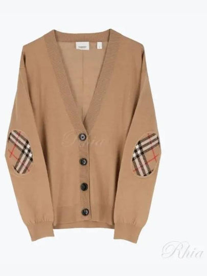 Dornoch Check Patch Wool Cardigan Brown - BURBERRY - BALAAN 2