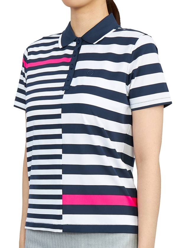 Women's Bold Stripe Golf PK Shirt White Navy - G/FORE - BALAAN 3