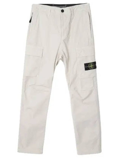 Stretch Cotton Gabardine Garment Dyed Cargo Straight Pants Stucco - STONE ISLAND - BALAAN 2