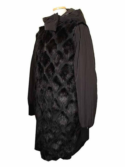 Spomax Black Mink Sheepskin Trim Belt Long Hooded Padded Coat 42 - MAX MARA SPORTMAX - BALAAN 2