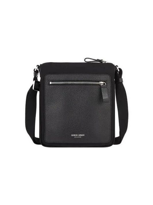 Men s Grainy Leather Patch Shoulder Bag Black 270638 - GIORGIO ARMANI - BALAAN 1