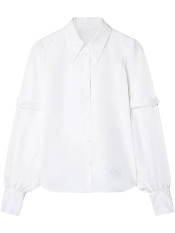 strap decorated poplin shirt OWGE020S24FAB0010101 - OFF WHITE - BALAAN 1