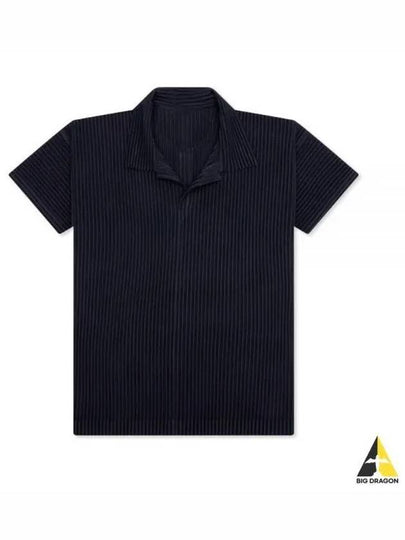 Pleated Polo Shirt Navy - ISSEY MIYAKE - BALAAN 2