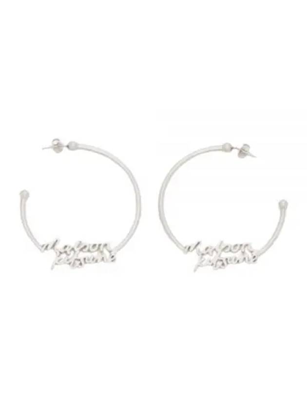 Handwriting Hoop Earrings Silver - MAISON KITSUNE - BALAAN 2