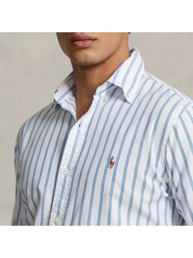 Men's Striped Custom Fit Long Sleeve Shirt Blue - POLO RALPH LAUREN - BALAAN 3