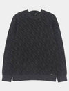 Men's Regular Fit Crew Neck Wool Knit Top Black Grey - FENDI - BALAAN 2