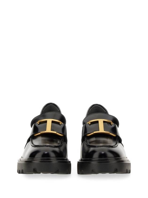 T Logo Leather Loafer Heels Black - TOD'S - BALAAN 2