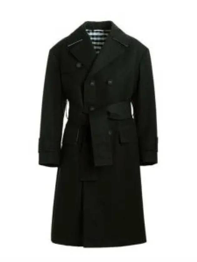 Oversized Belted Trench Coat Black - THOM BROWNE - BALAAN 2