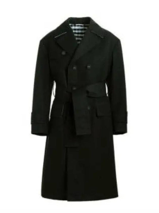Oversized Belted Trench Coat Black - THOM BROWNE - BALAAN 2