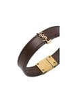 Cassandre Gold Logo Leather Bracelet Dark Chocolate - SAINT LAURENT - BALAAN 3