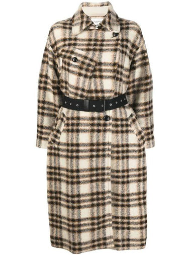 Gingham Check Double Coat Brown - ISABEL MARANT ETOILE - BALAAN 1