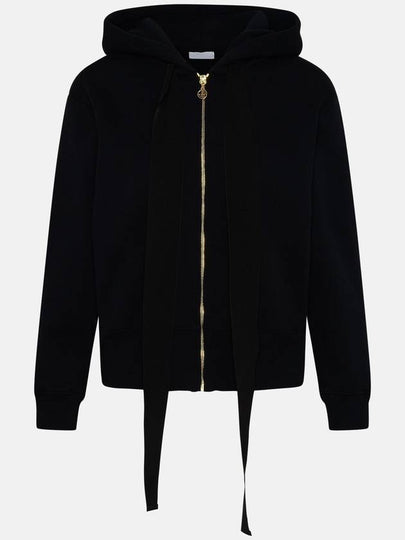 Logo Cotton Zip Up Hoodie Black - PATOU - BALAAN 2