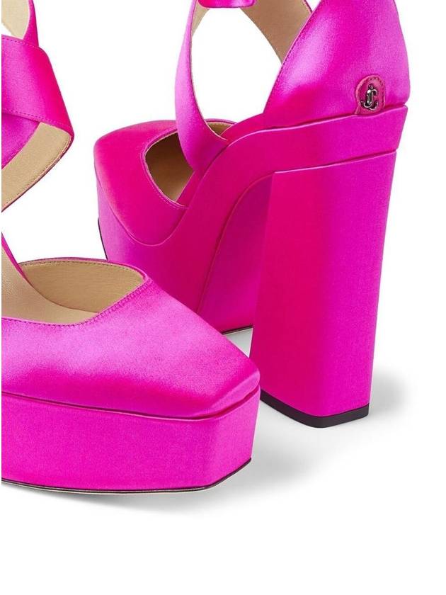 Fuchsia Pink Gian Platform Pumps In Satin And Leather Woman - JIMMY CHOO - BALAAN 3