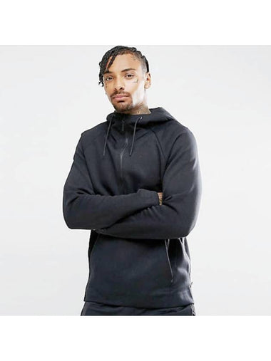 01884892010Tech Fleece Half Zip Up Hooded TopBlack - NIKE - BALAAN 1