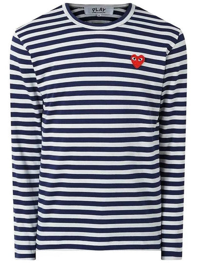 Red Heart Wappen Stripe Long Sleeve T-Shirt Blue P1 T0101 - COMME DES GARCONS - BALAAN 2