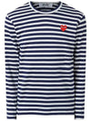 Red Heart Wappen Stripe Long Sleeve T-Shirt Blue P1 T0101 - COMME DES GARCONS - BALAAN 3