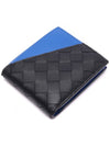 Intrecciato Two-Tone Half Wallet Black Blue - BOTTEGA VENETA - BALAAN 6