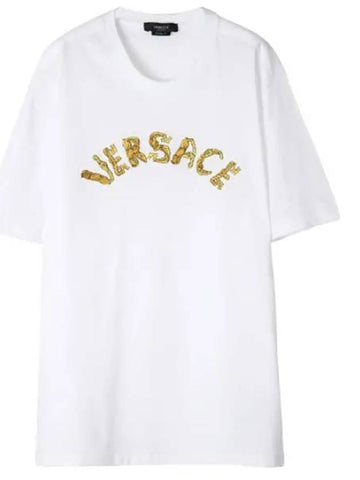 Seashell Barocco Logo T Shirt Short Sleeve Tee - VERSACE - BALAAN 1