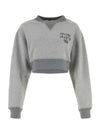 Cropped Logo Print Sweatshirt Grey - MIU MIU - BALAAN 2